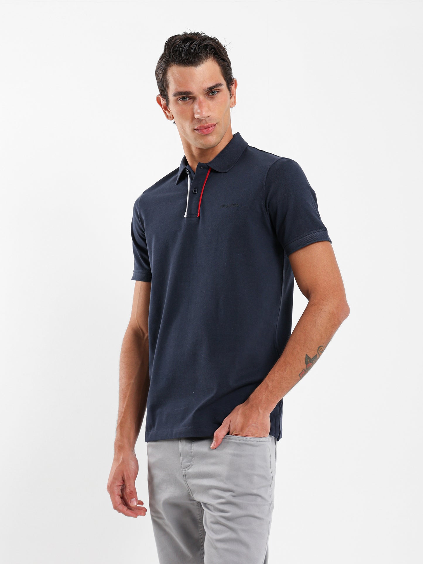 Contrast Placket Pique Polo Shirt