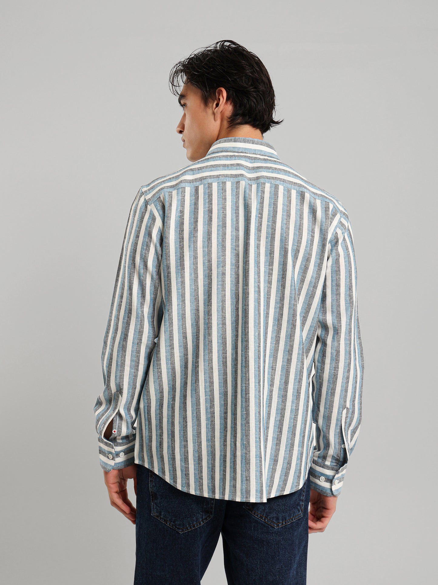 Kent Collar Striped Casual Shirt