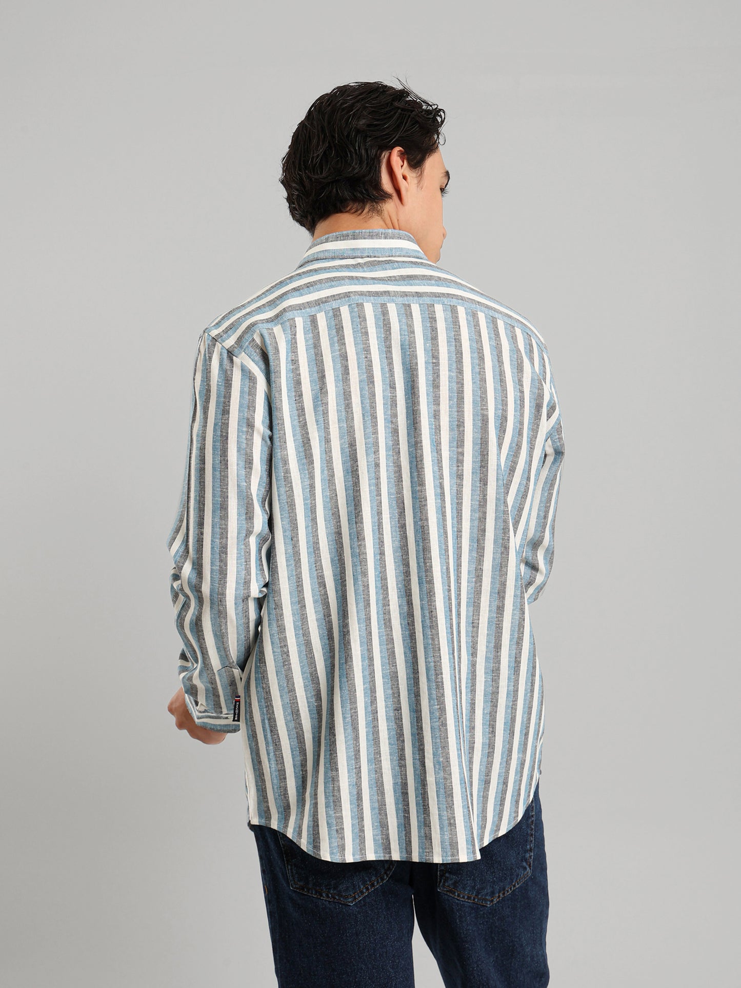 Kent Collar Striped Casual Shirt