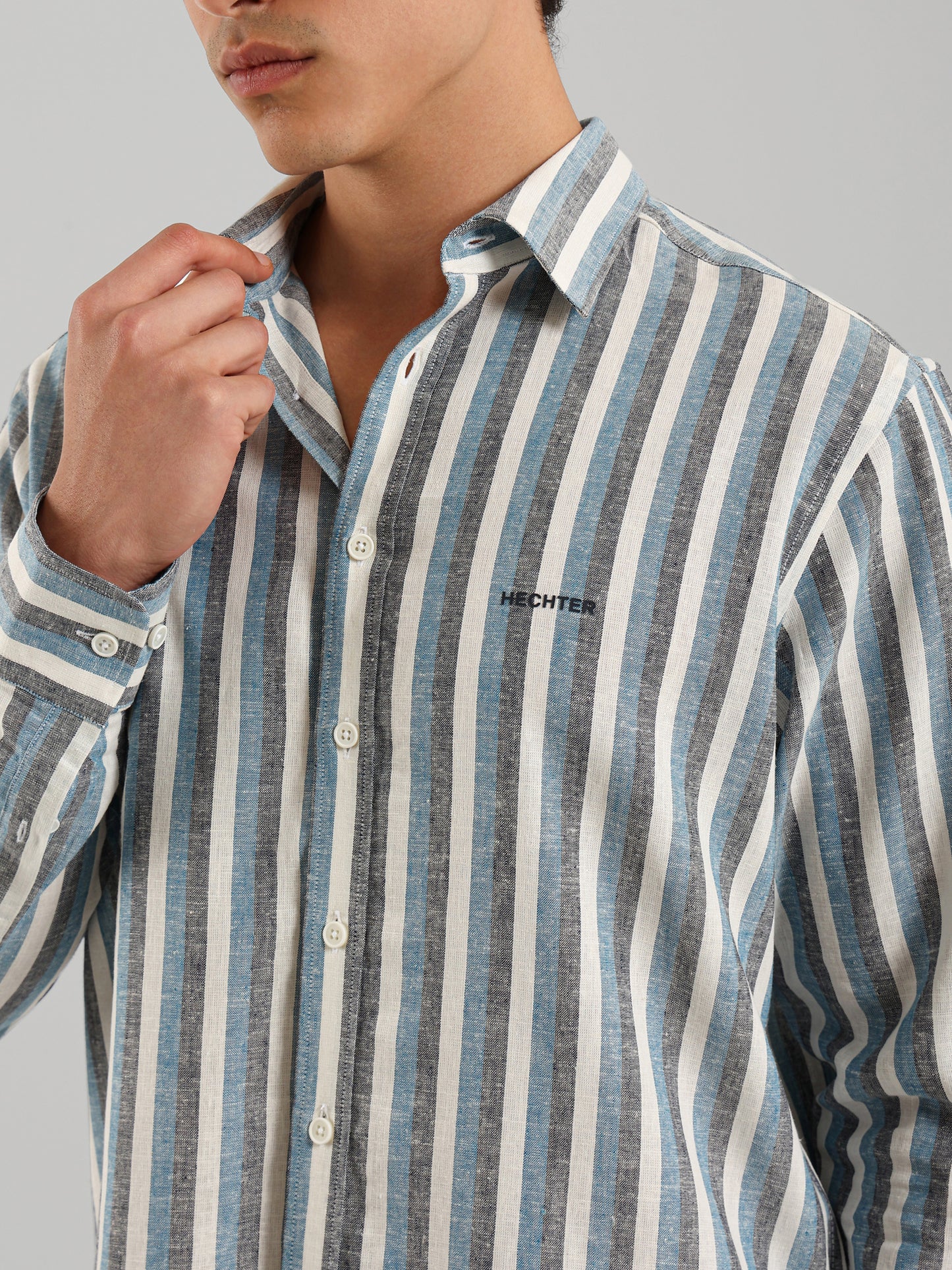 Kent Collar Striped Casual Shirt