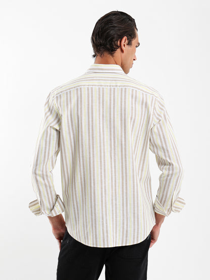 Wide Striped Shirt with Kent Collar