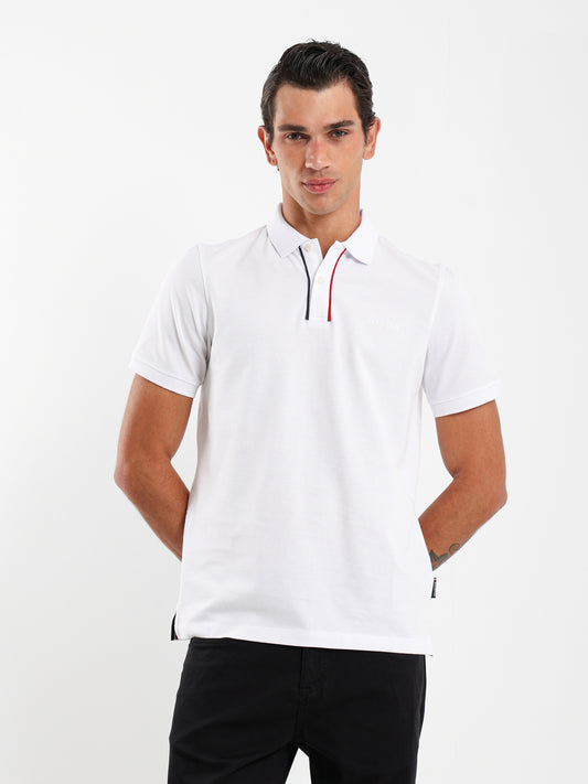 Contrast Placket Pique Polo Shirt