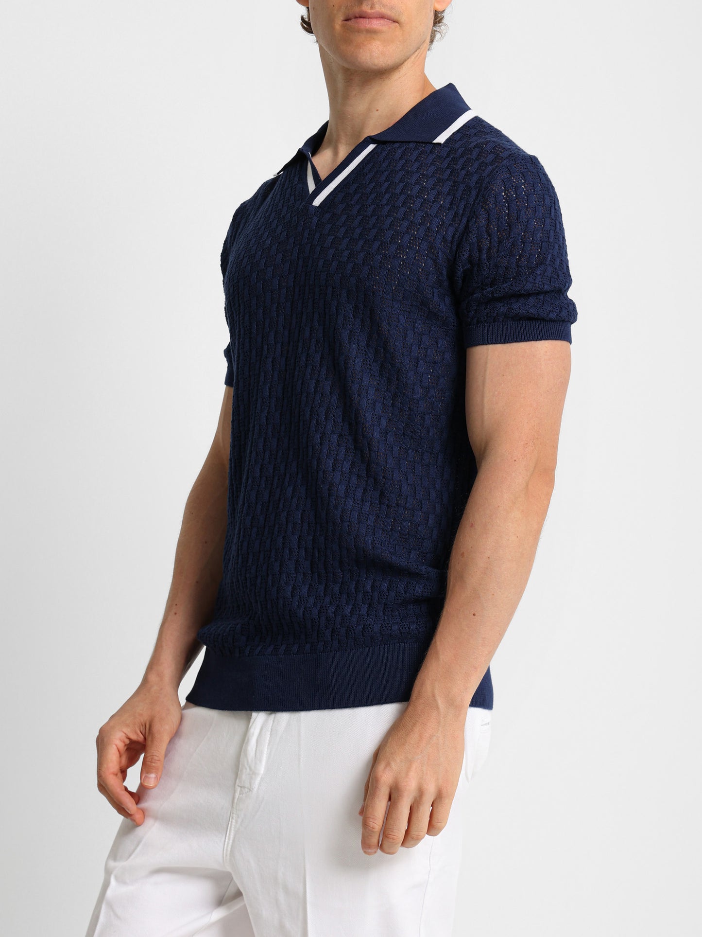 V-Neck Knit Polo Shirt