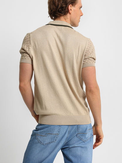 V-Neck Knit Polo Shirt