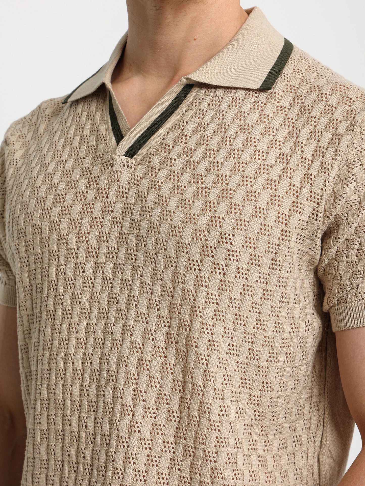 V-Neck Knit Polo Shirt