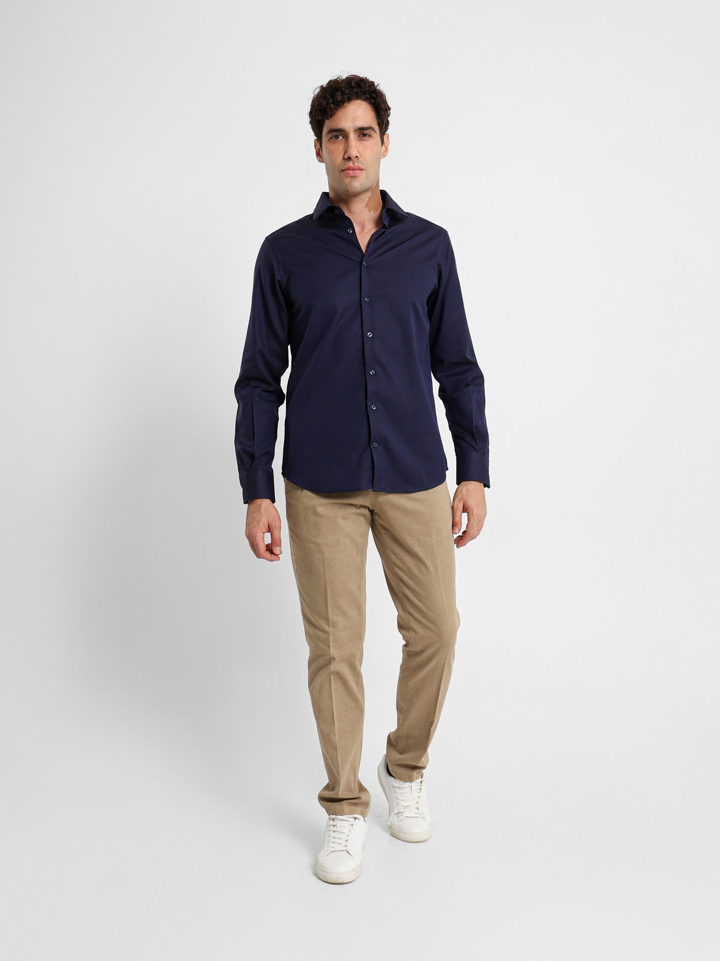 Long Sleeve Shirt with Button-Under Collar