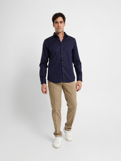 Long Sleeve Shirt with Button-Under Collar