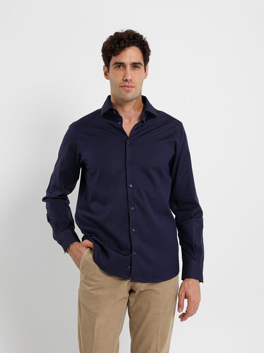 Long Sleeve Shirt with Button-Under Collar