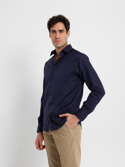 Long Sleeve Shirt with Button-Under Collar