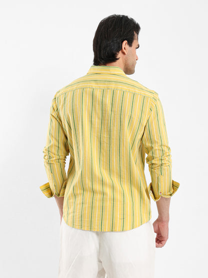 Wide Striped Shirt with Kent Collar