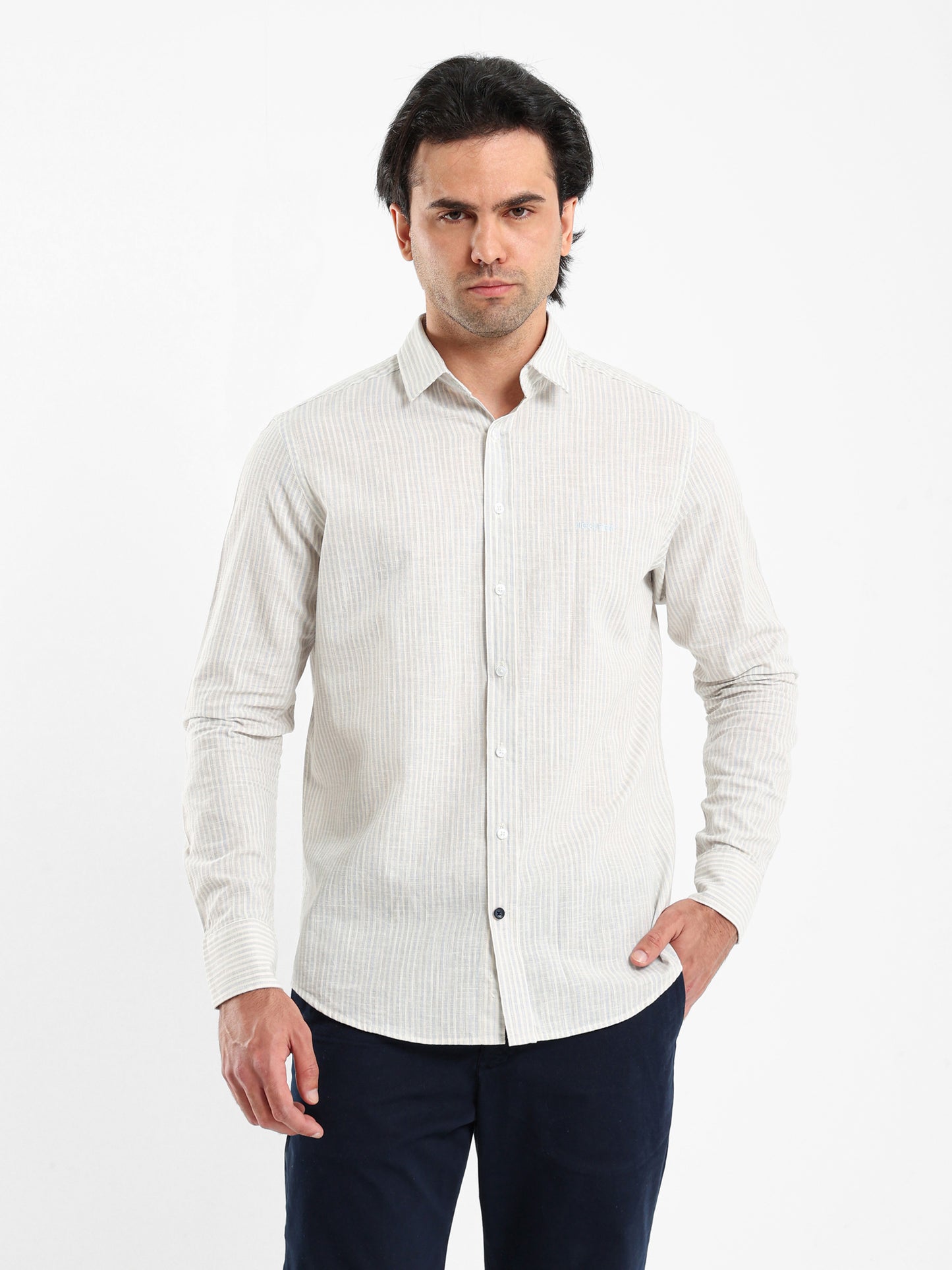 Striped Shirt with Kent Collar
