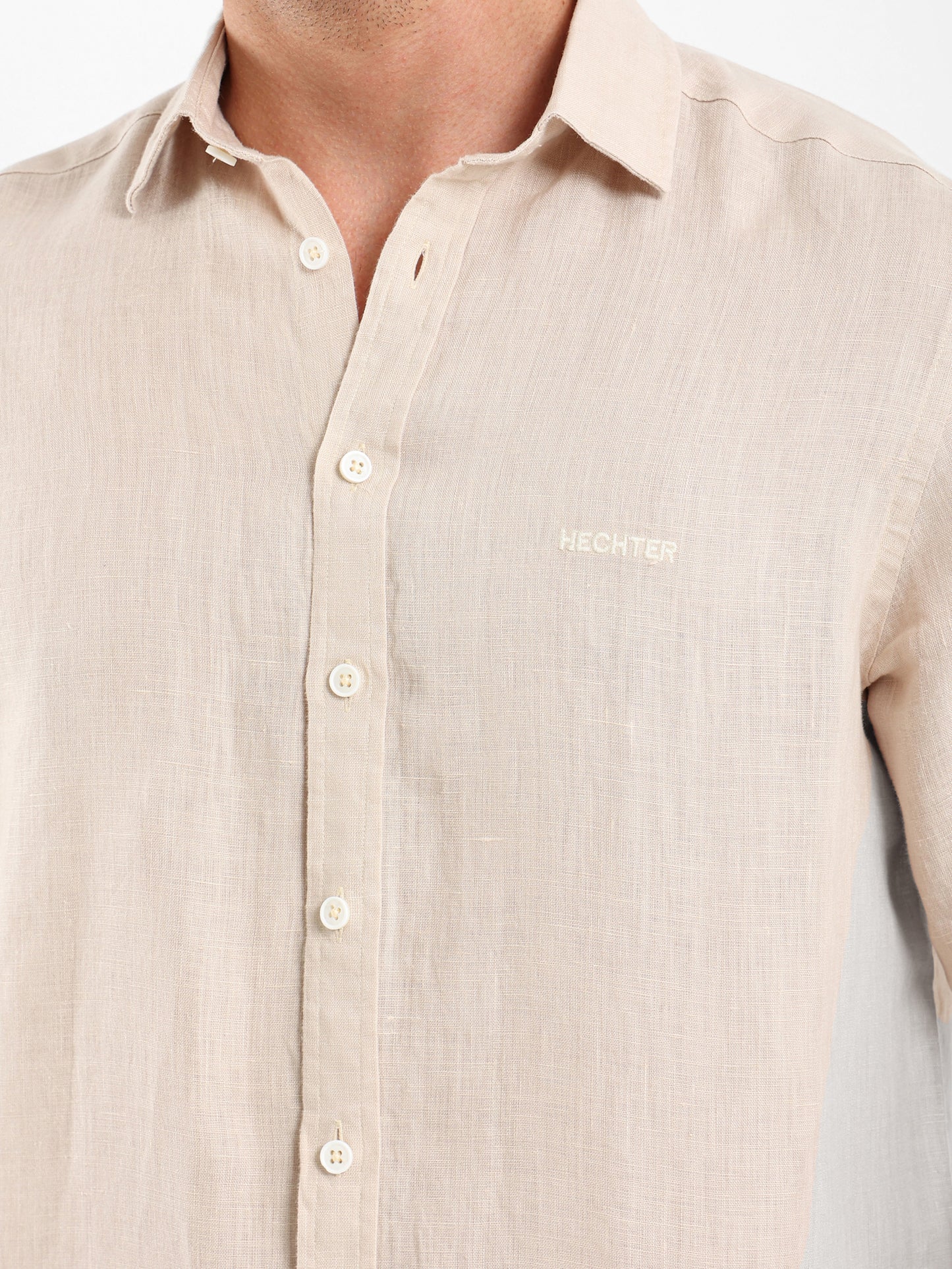 Basic Linen Shirt Short Sleeves Kent Collar