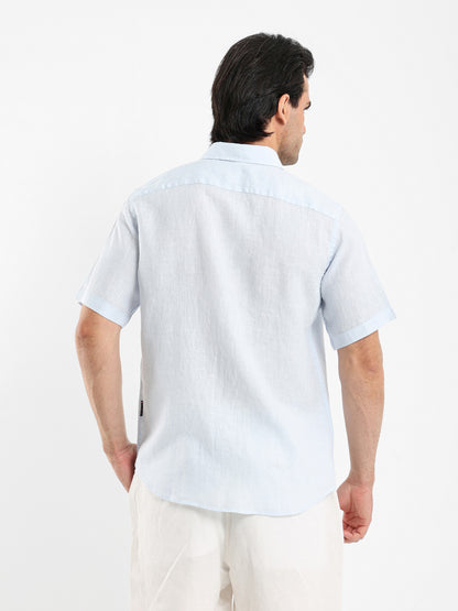 Basic Linen Shirt Short Sleeves Kent Collar