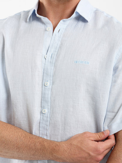 Basic Linen Shirt Short Sleeves Kent Collar