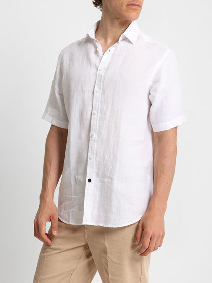 Basic Linen Shirt Short Sleeves Kent Collar
