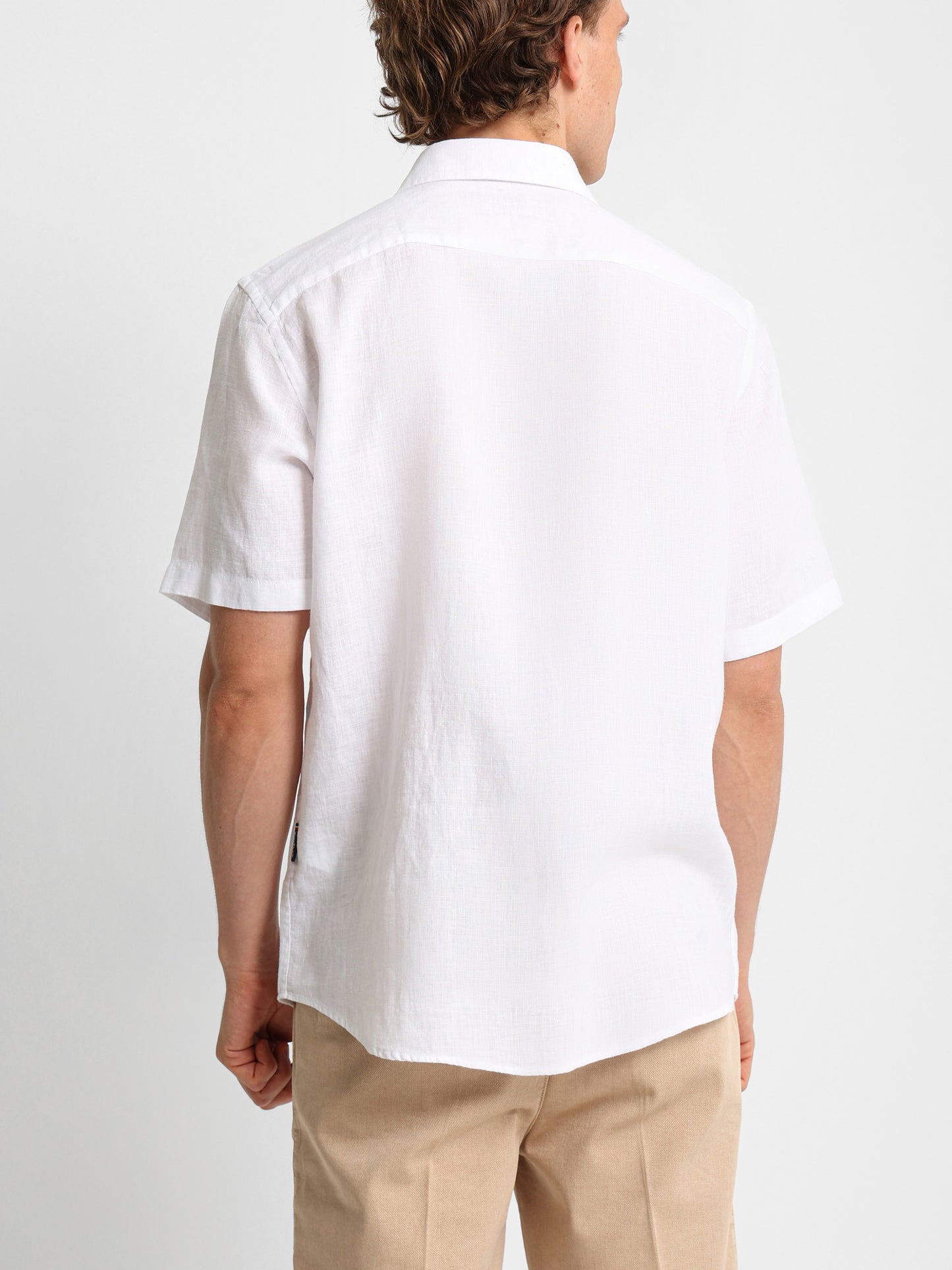 Basic Linen Shirt Short Sleeves Kent Collar