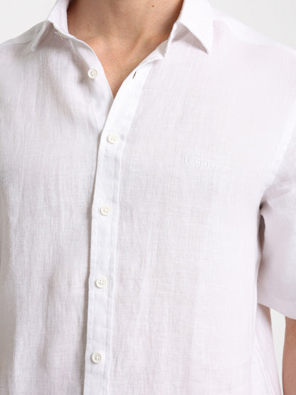 Basic Linen Shirt Short Sleeves Kent Collar