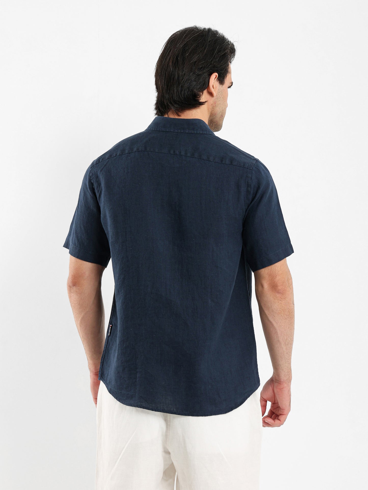 Basic Linen Shirt Short Sleeves Kent Collar