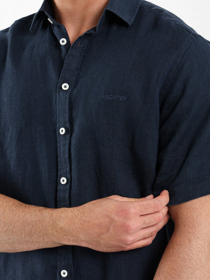 Basic Linen Shirt Short Sleeves Kent Collar