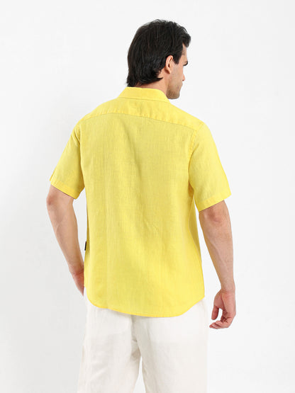 Basic Linen Shirt Short Sleeves Kent Collar