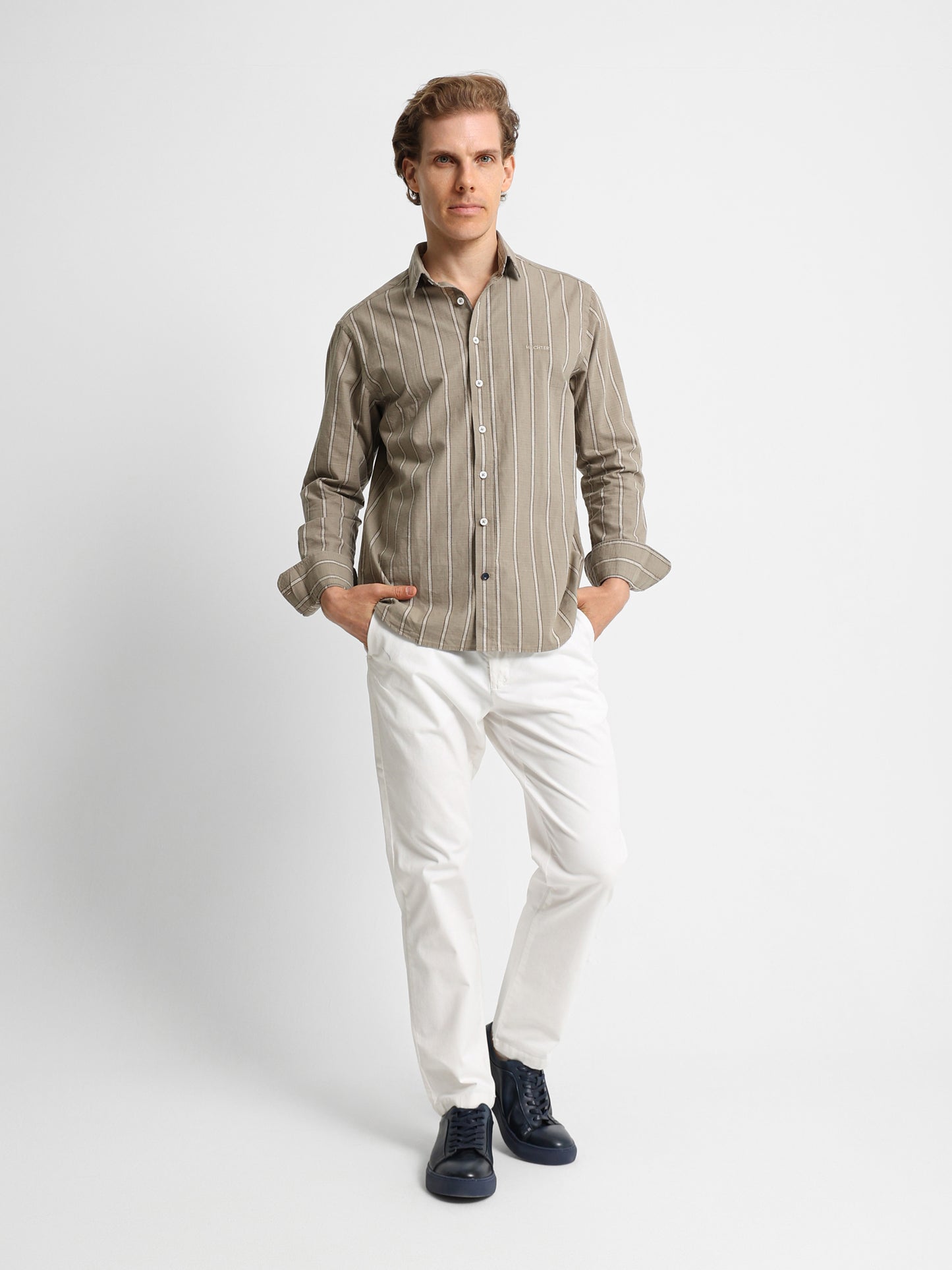 Striped Shirt with Kent Collar