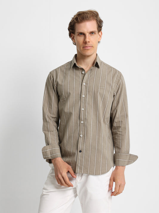 Striped Shirt with Kent Collar