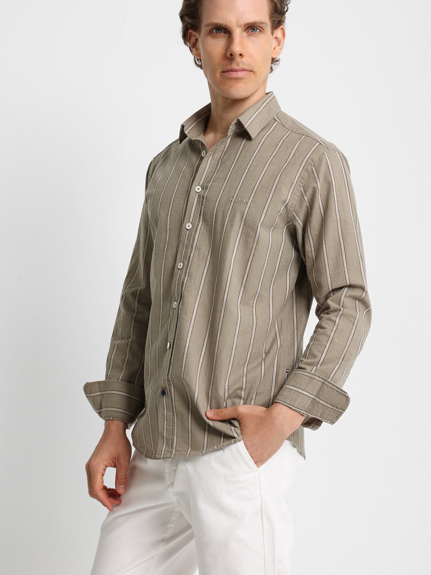Striped Shirt with Kent Collar
