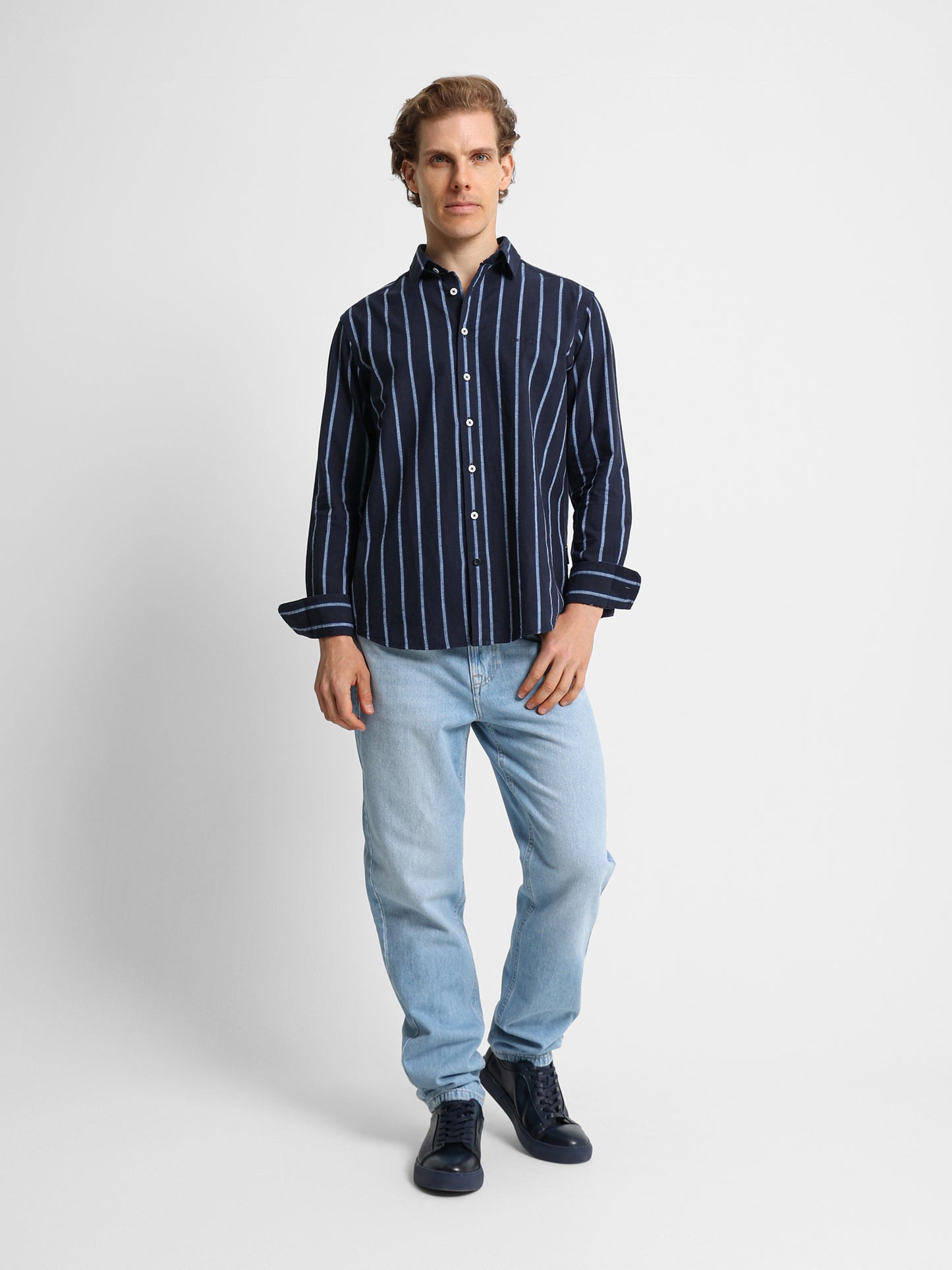 Striped Shirt with Kent Collar