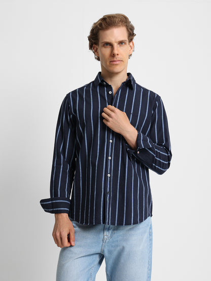 Striped Shirt with Kent Collar