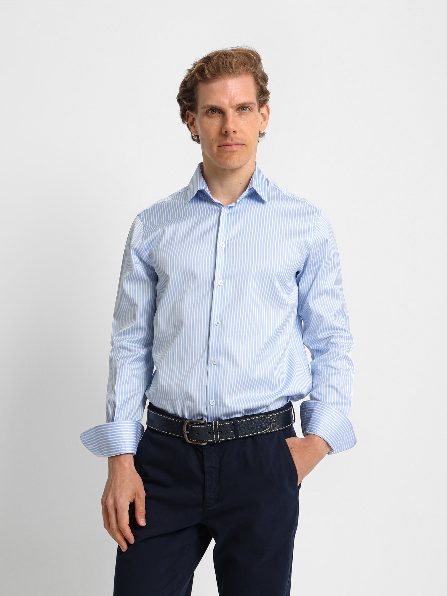 Kent Collar Striped Shirt