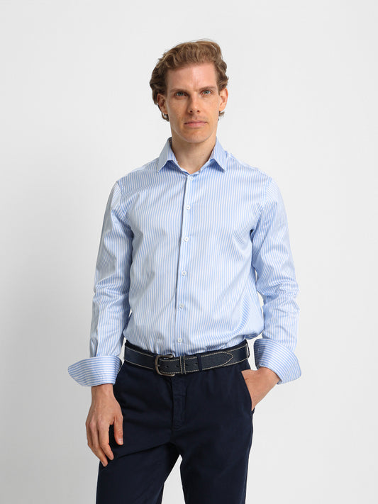Kent Collar Striped Shirt