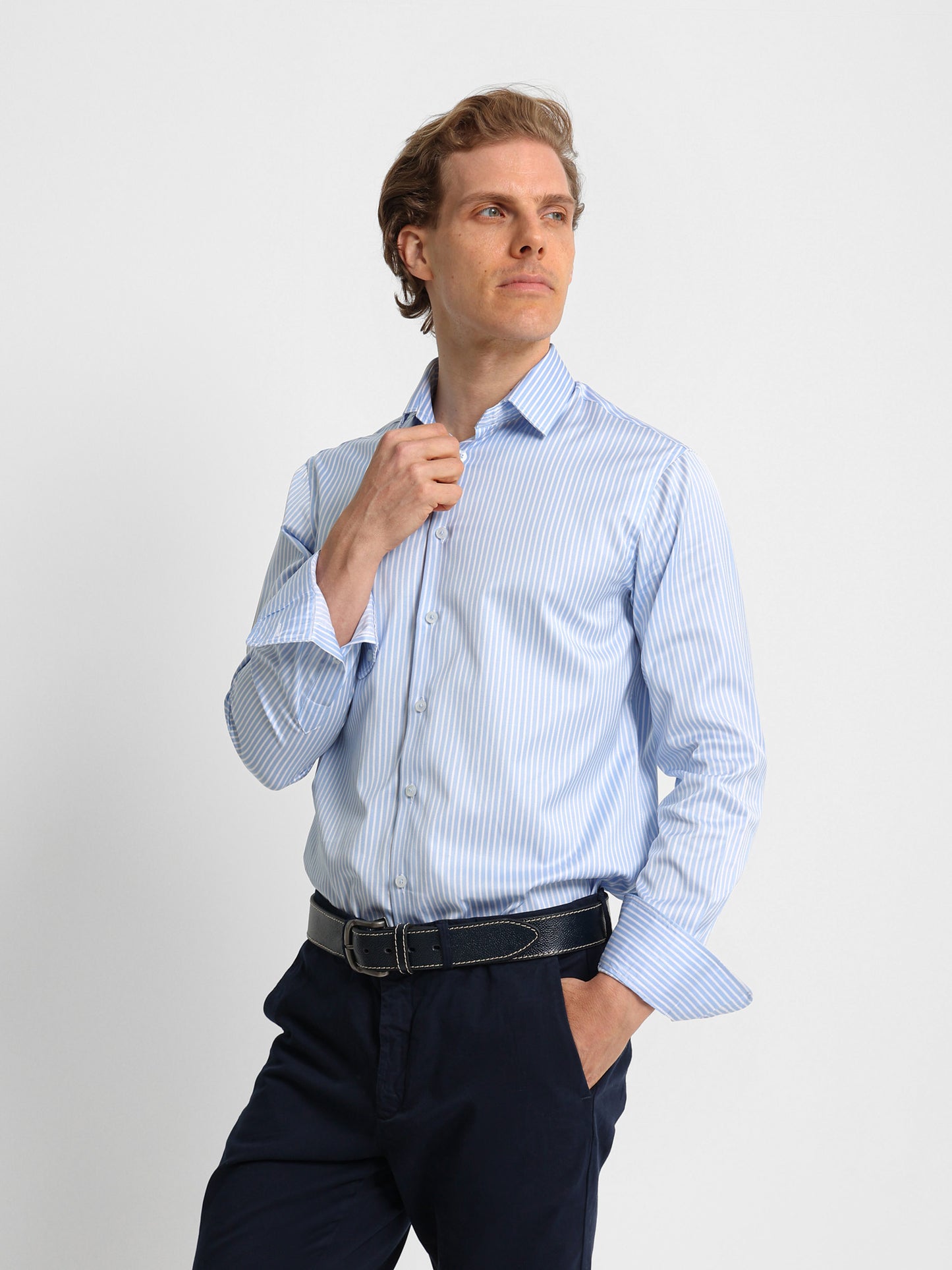 Kent Collar Striped Shirt