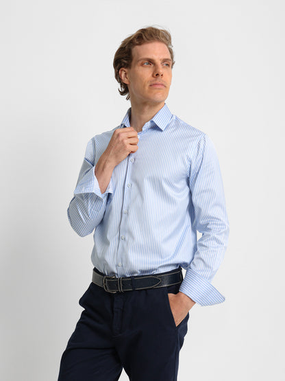Kent Collar Striped Shirt