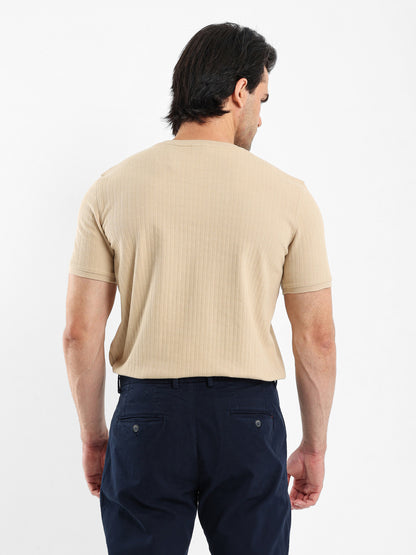 Herringbone Stripe Crew Neck T-Shirt