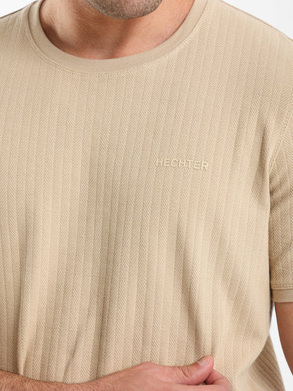 Herringbone Stripe Crew Neck T-Shirt