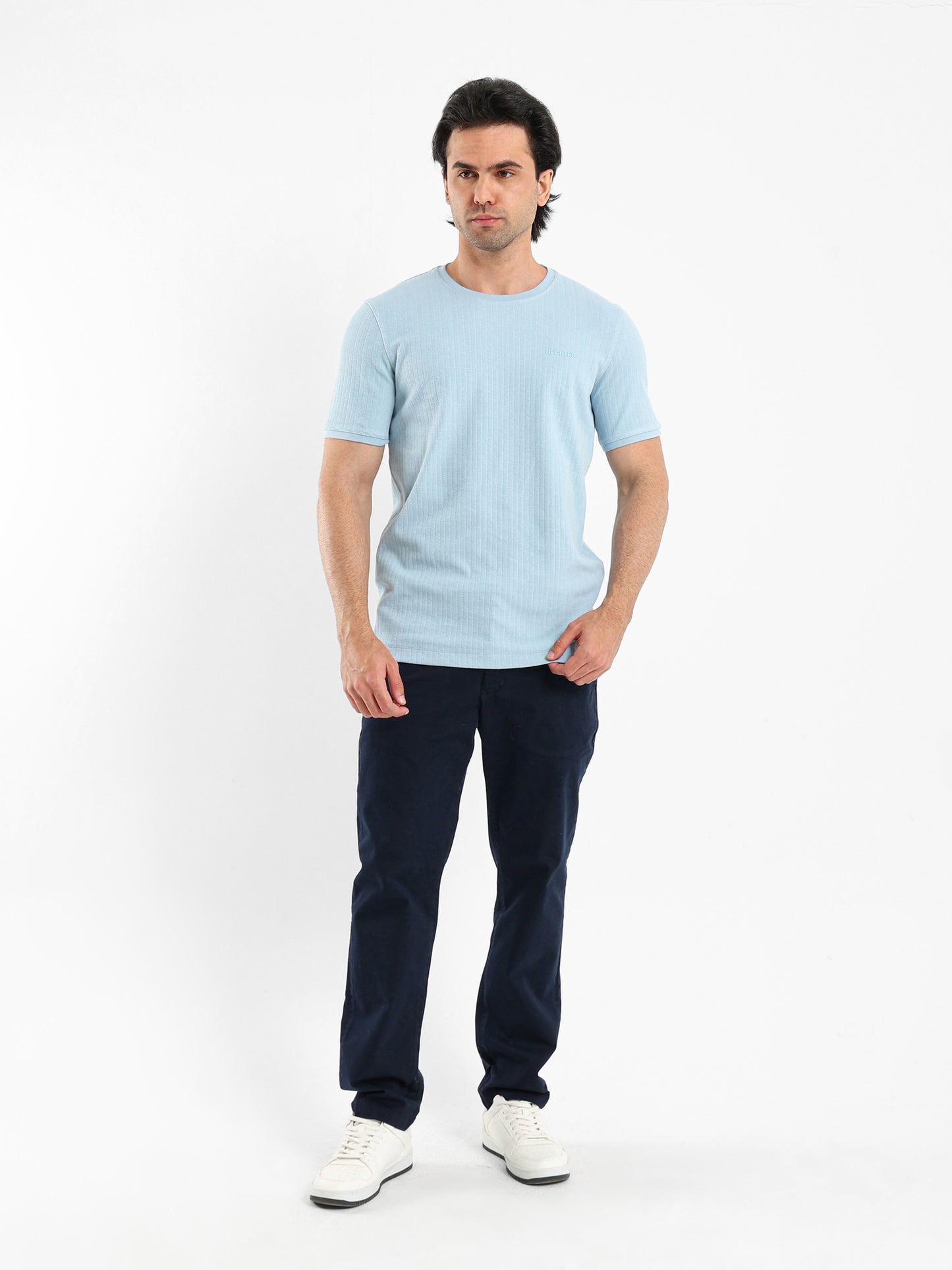 Herringbone Stripe Crew Neck T-Shirt