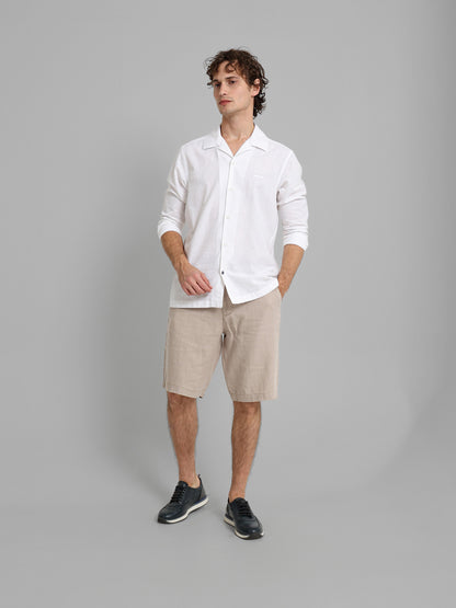 Linen Flat Pocket Elastic Waistband Shorts