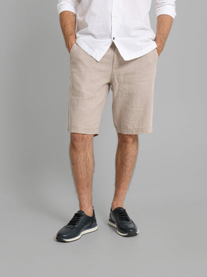 Linen Flat Pocket Elastic Waistband Shorts