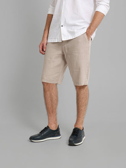 Linen Flat Pocket Elastic Waistband Shorts