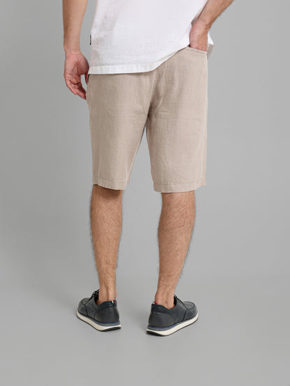 Linen Flat Pocket Elastic Waistband Shorts