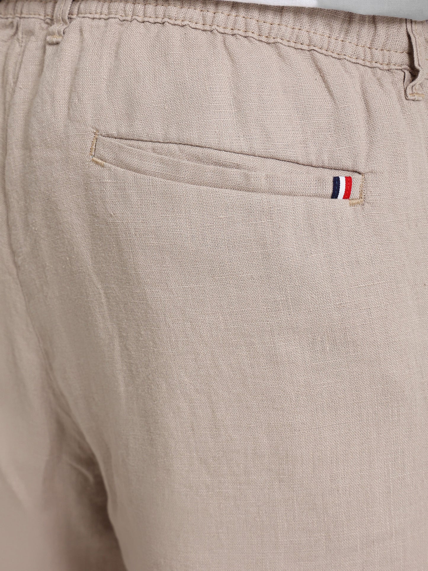 Linen Flat Pocket Elastic Waistband Shorts