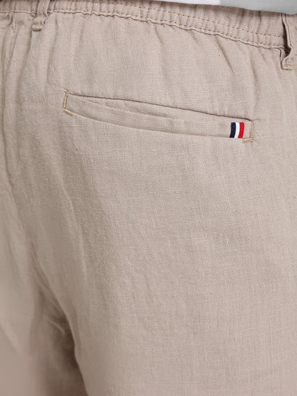 Linen Flat Pocket Elastic Waistband Shorts