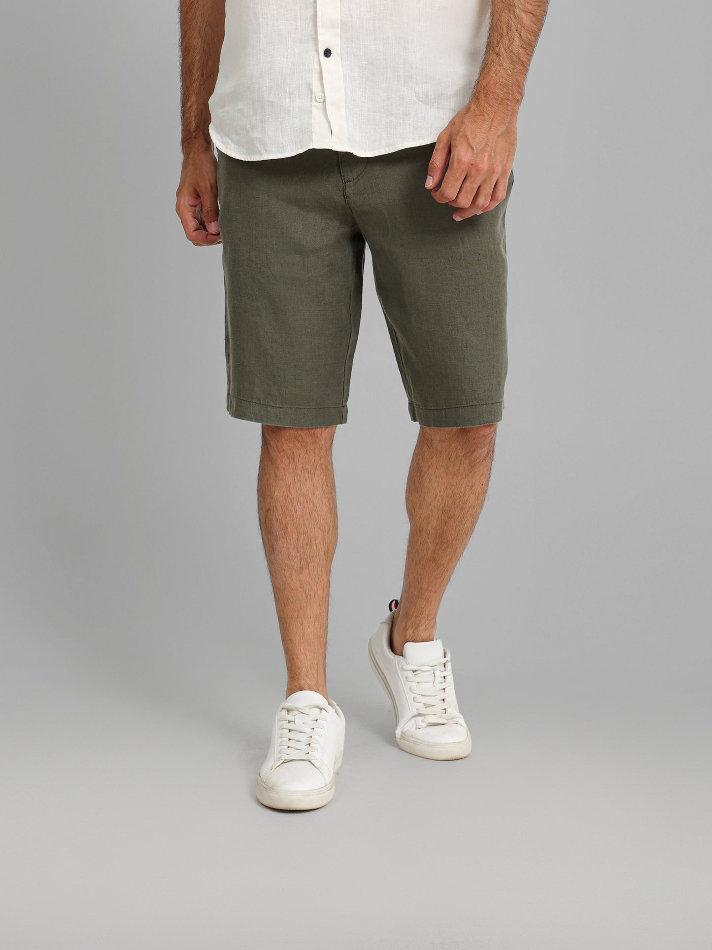 Linen Flat Pocket Elastic Waistband Shorts