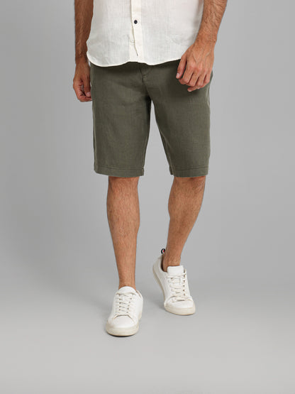 Linen Flat Pocket Elastic Waistband Shorts