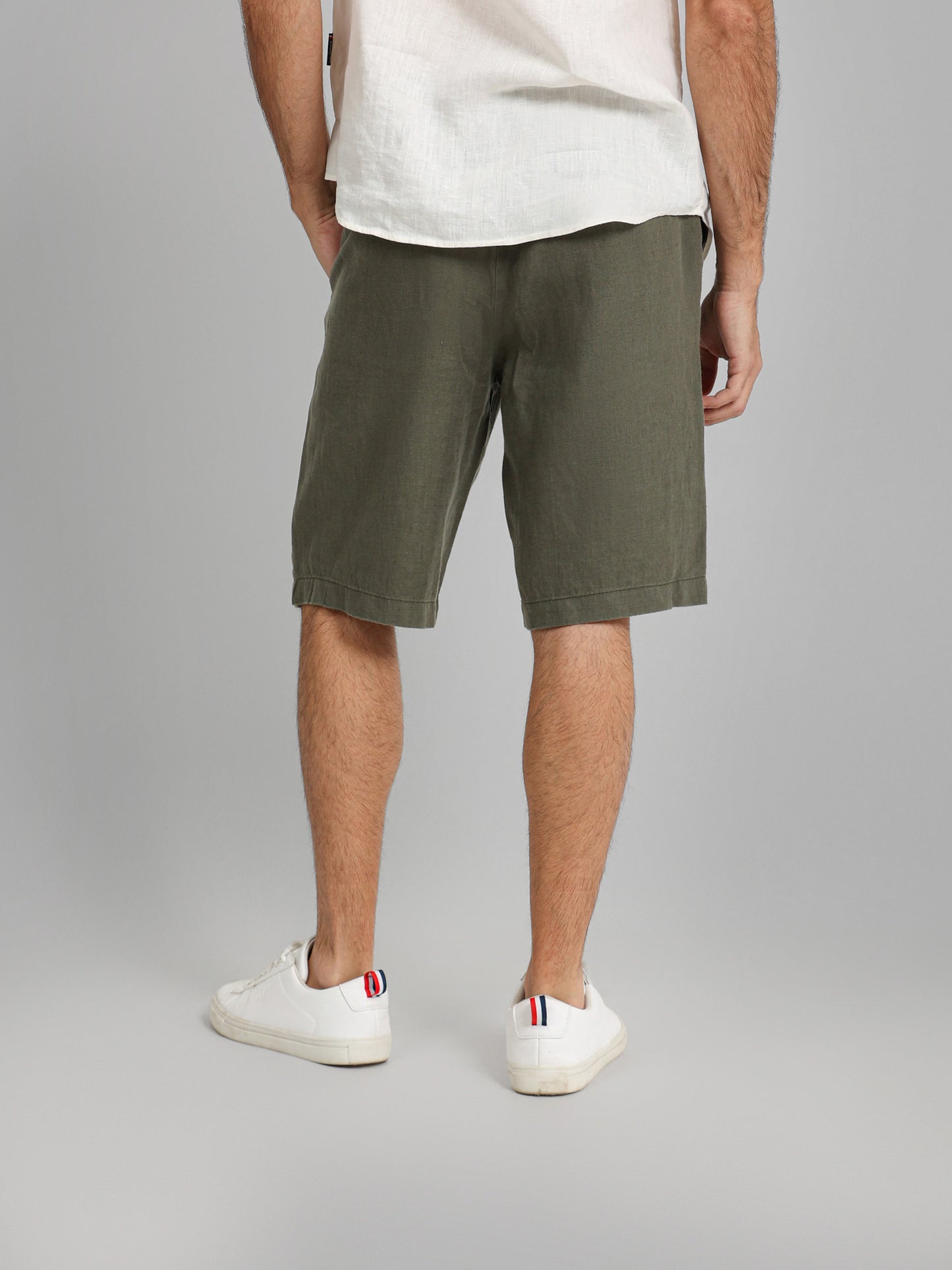 Linen Flat Pocket Elastic Waistband Shorts