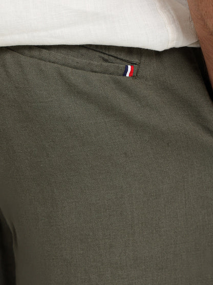 Linen Flat Pocket Elastic Waistband Shorts