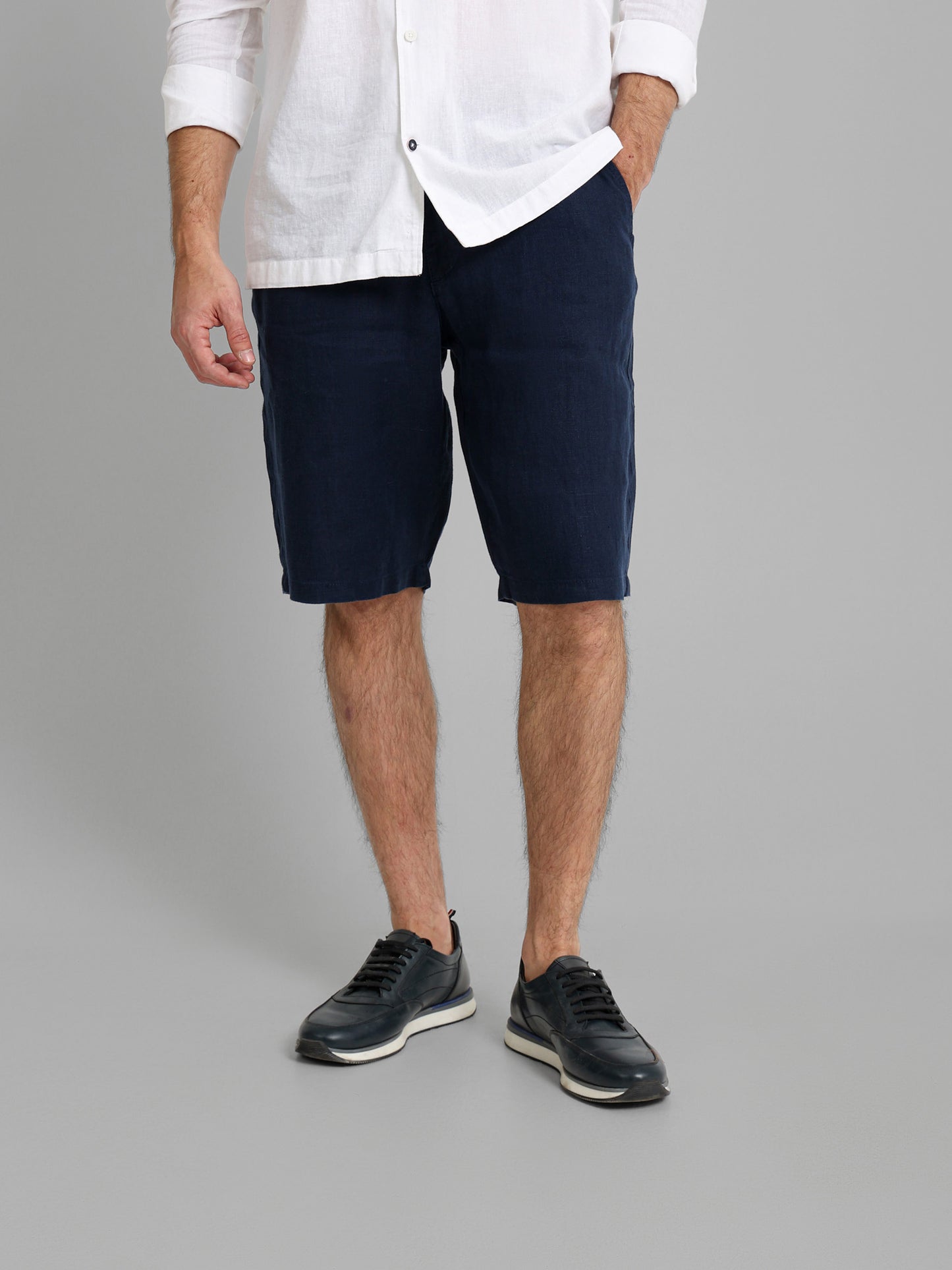 Linen Flat Pocket Elastic Waistband Shorts