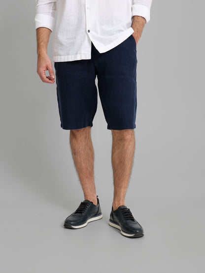 Linen Flat Pocket Elastic Waistband Shorts