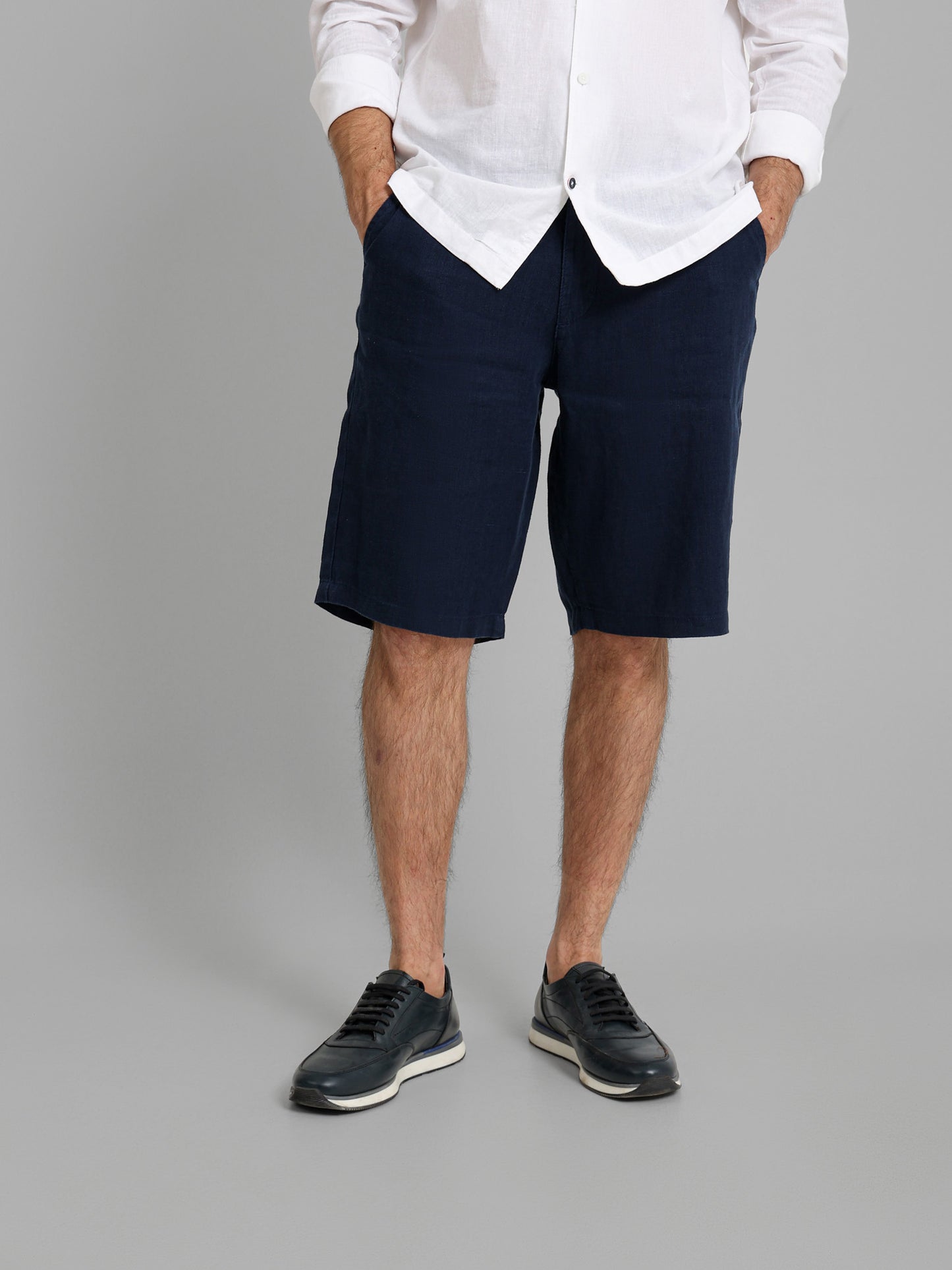 Linen Flat Pocket Elastic Waistband Shorts