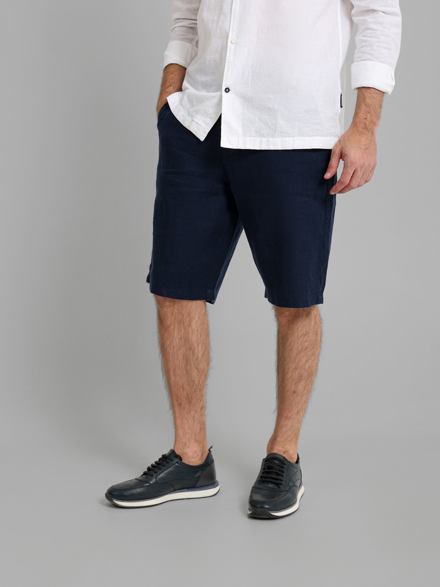 Linen Flat Pocket Elastic Waistband Shorts